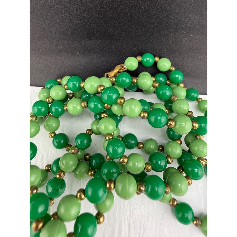 Vintage Flapper Beaded Necklace Green Opera Long 50”
